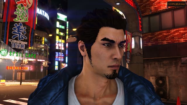 The hair fix up close — hair, mayu and eyelashes all alpha-tested. RenderDoc backbuffer, frame 1377